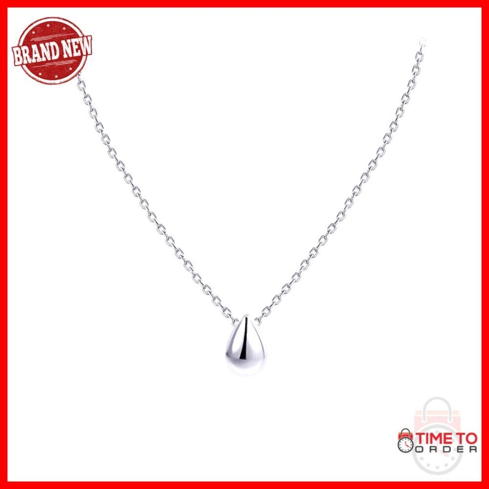 Sterling Silver Teardrop Choker Necklace 16" Minimalist Layered Jewelry